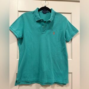 Ralph Lauren Teal Polo with Orange Pony Logo